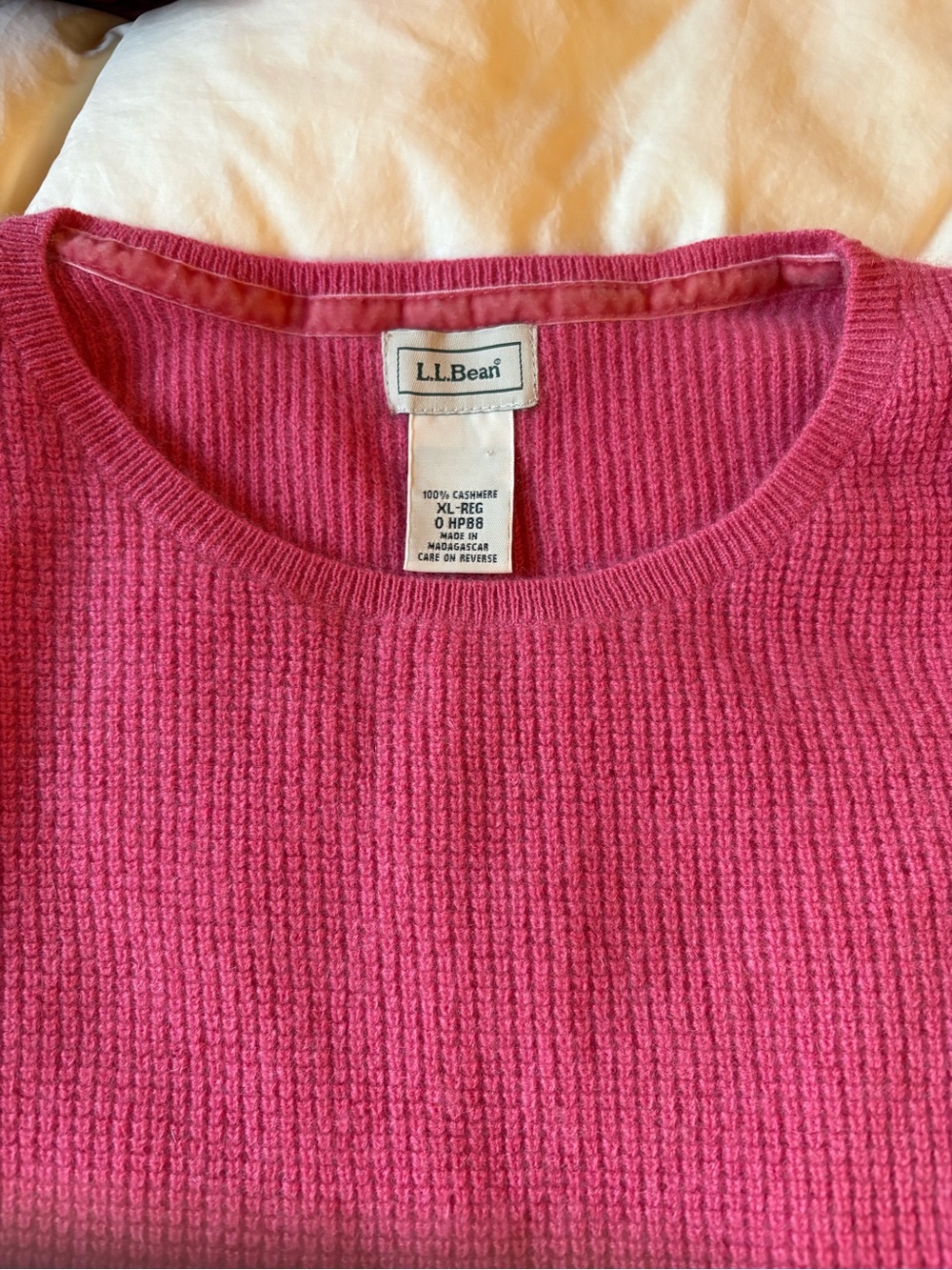 L.L. Bean Women's Bright Pink Cashmere Crewneck Sweater